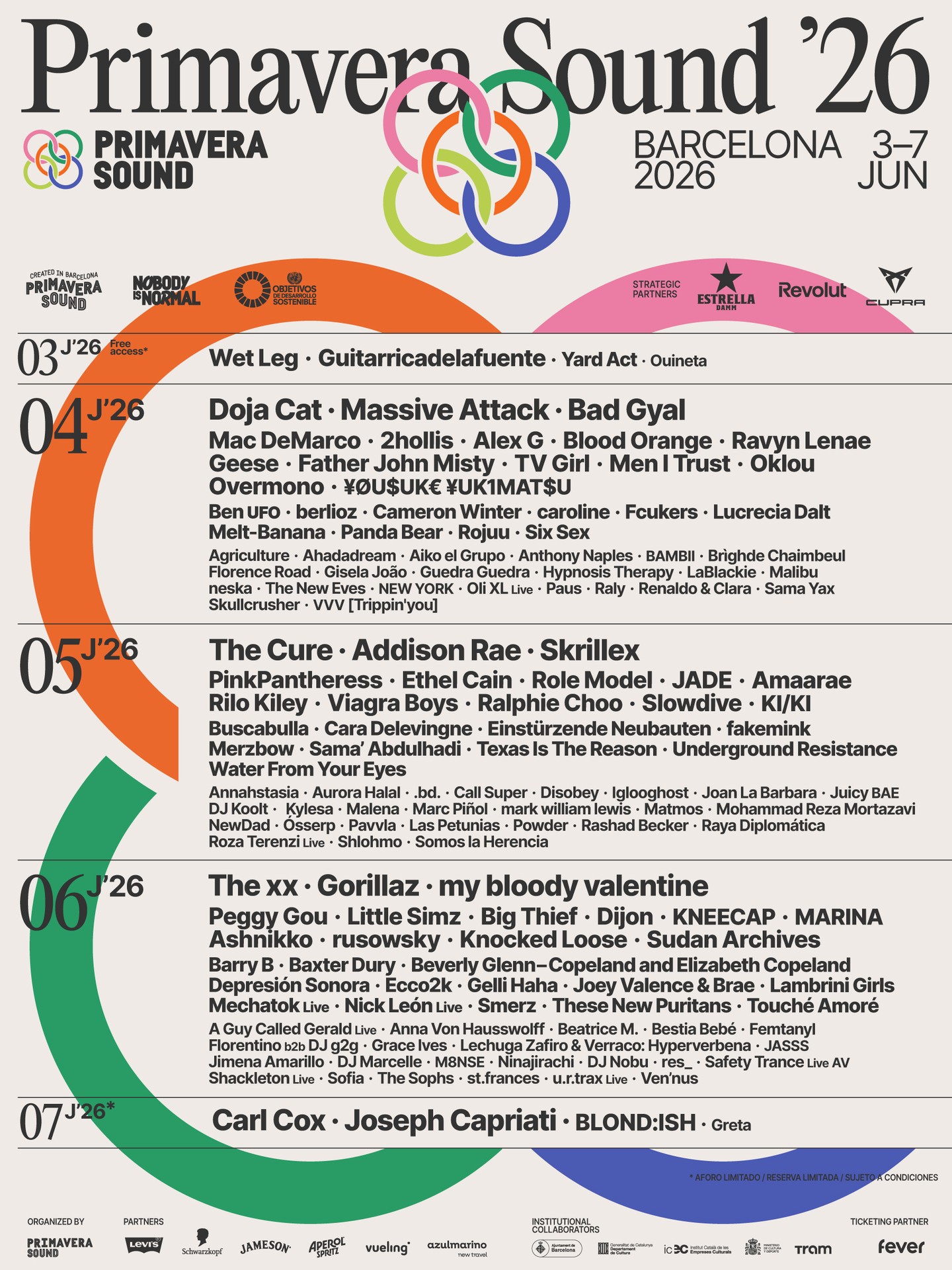 Primavera Sound Barcelona 2026 poster