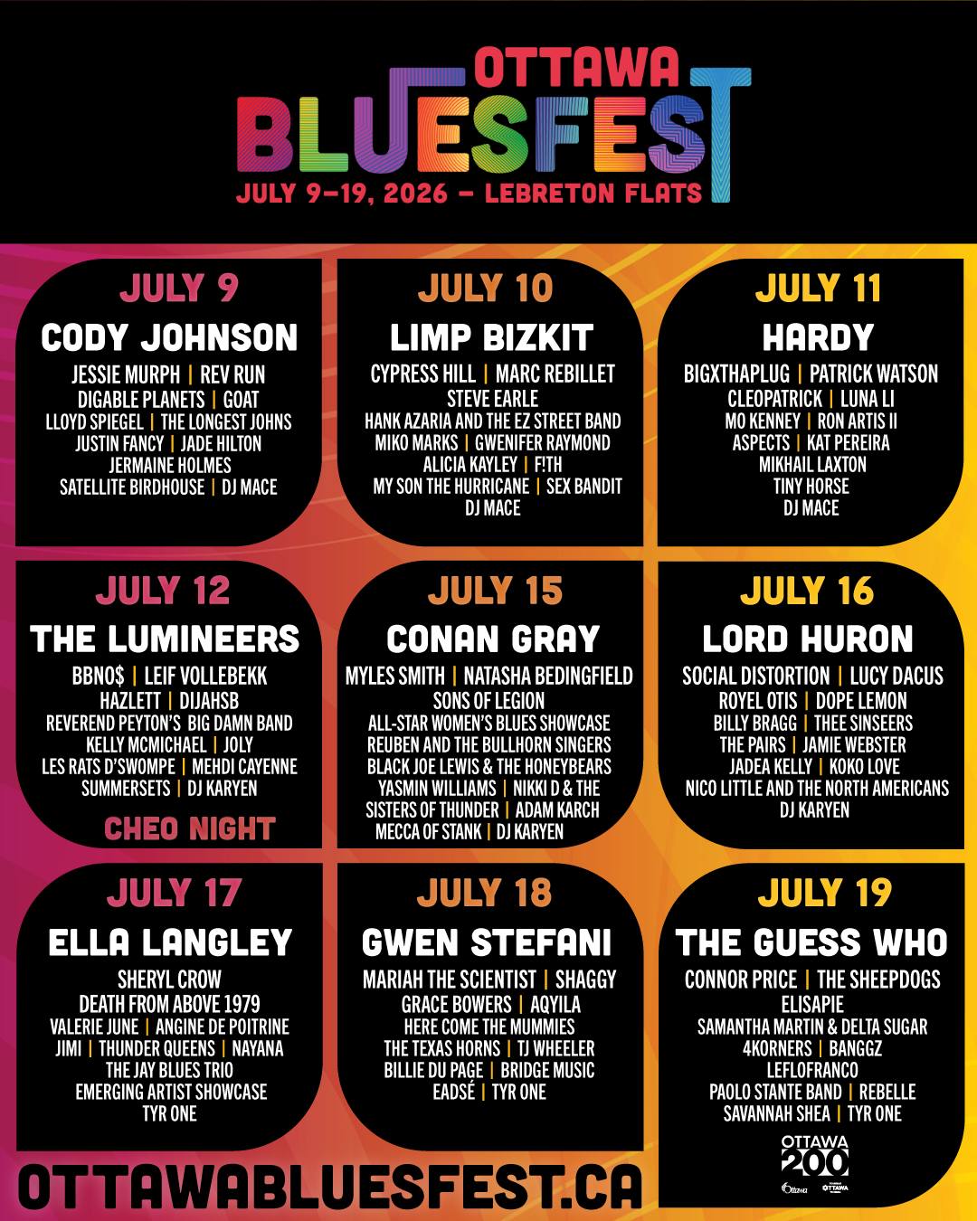 Ottawa Bluesfest 2026 poster