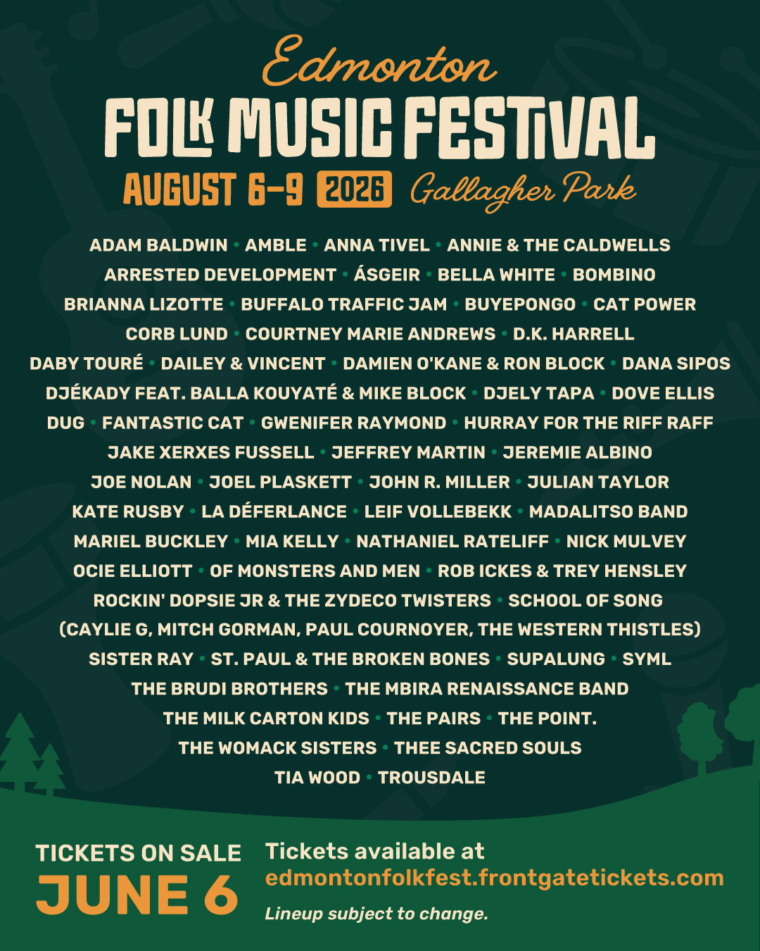 Edmonton Folk Music Festival 2026 poster