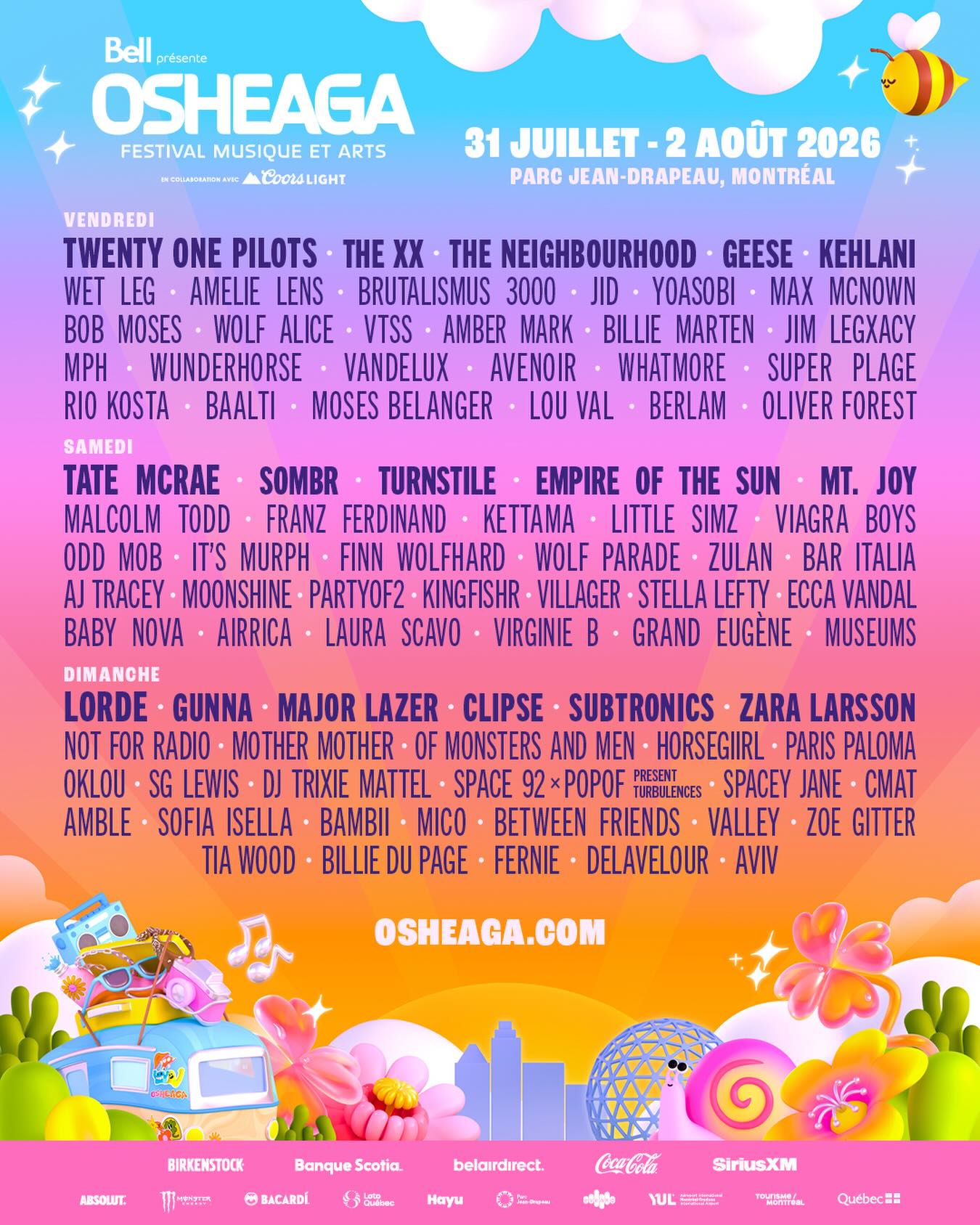 Osheaga 2026 poster