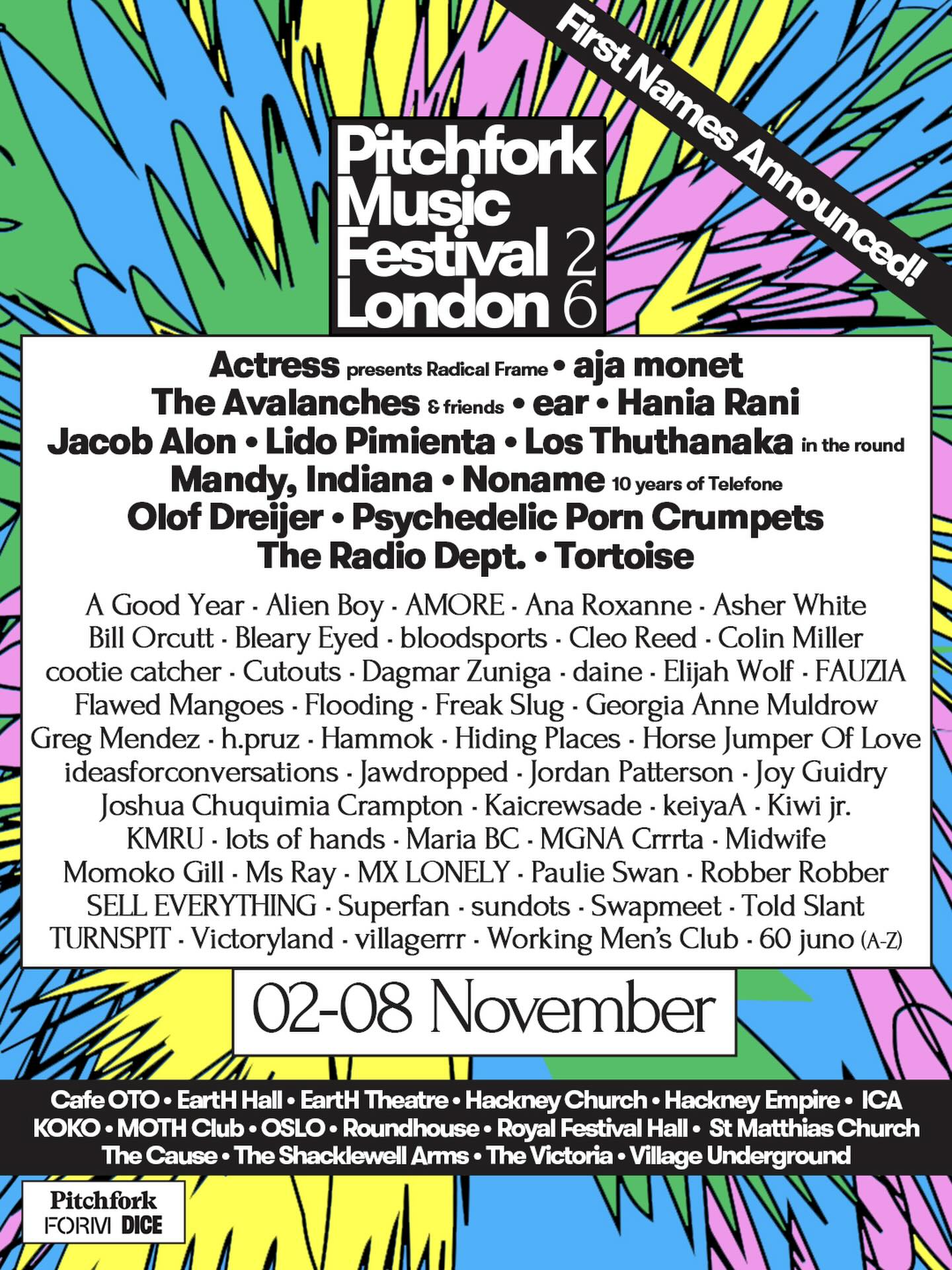 Pitchfork London 2026 first release poster