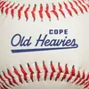 Close-up image of a baseball with band name and stylized album title. 
